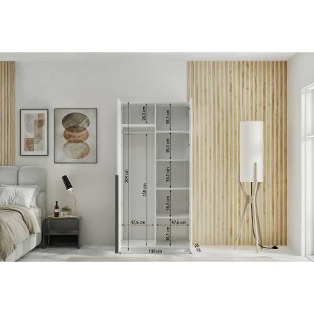 Szafa z lustrem 150 cm ALICE garderoba biała