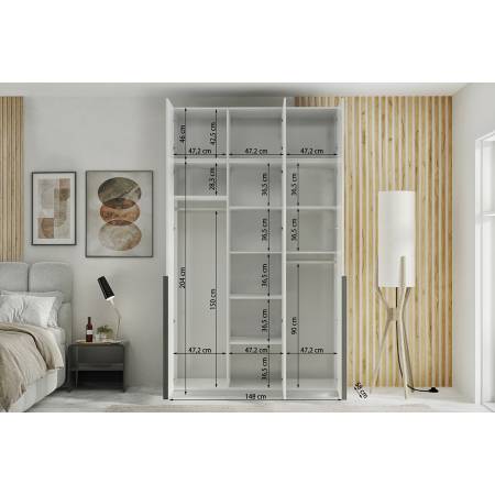 Szafa z nadstawką lustrem kaszmir 150 cm ALICE garderoba