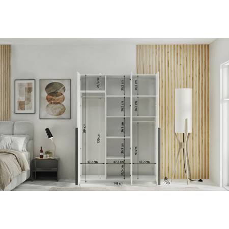 Szafa z nadstawką lustrem kaszmir 150 cm ALICE garderoba