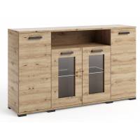 Komoda z witryną 160 cm dąb artisan 4-drzwiowa FIGO F-3