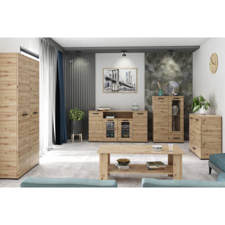 Komoda 120 cm dąb artisan 1-drzwiowa z szufladami FIGO F-2