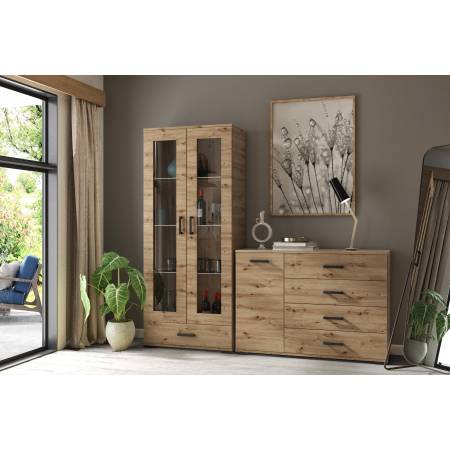 Wąska witryna 50 cm z szufladą dąb artisan FIGO F-7