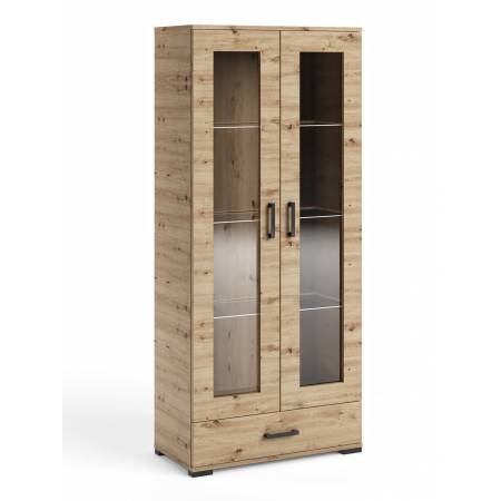 Szeroka witryna 80 cm z szufladą dąb artisan FIGO F-8