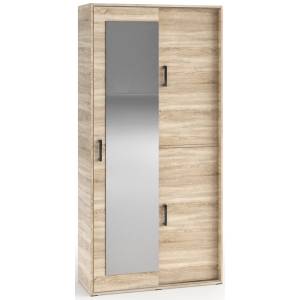 Garderoba z lustrem 100 cm Szafa przesuwna z półkami STILO dąb sonoma