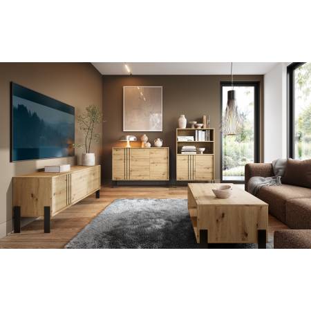 Regał z szafką komoda wysoka dąb artisan 80 cm NUBO