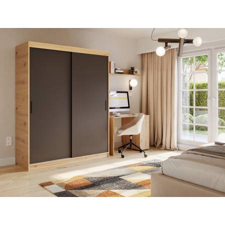 Szafa przesuwna 2-drzwiowa 180 cm INDIANA garderoba biała